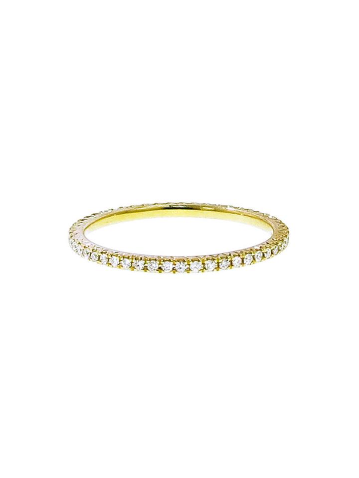 Hidalgo Thin Micro Pave Band With White Diamonds - Yellow Gold