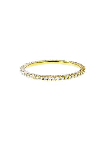 Hidalgo Thin Micro Pave Band With White Diamonds - Yellow Gold