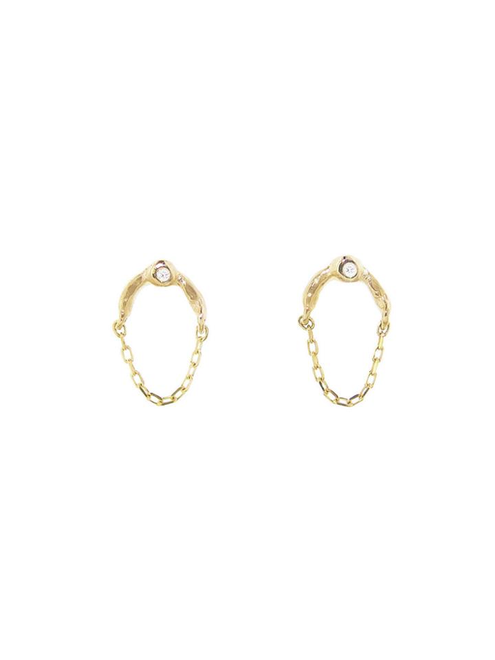 Yayoi Forest Chained Diamond Earrings - Yellow Gold