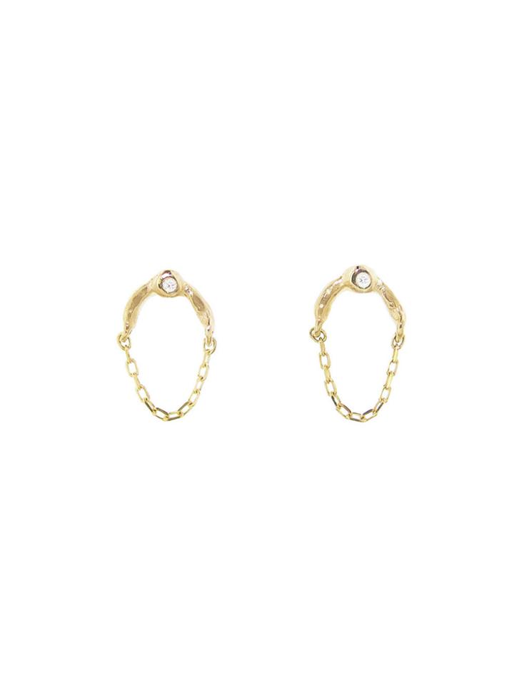 Yayoi Forest Chained Diamond Earrings - Yellow Gold