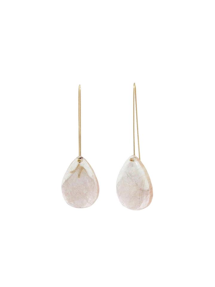 Necessary Stone Long Wire Strawberry Quartz Earrings