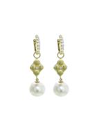 Jude Frances Quilted Pearl Drop Earring Charms - Yellow Gold