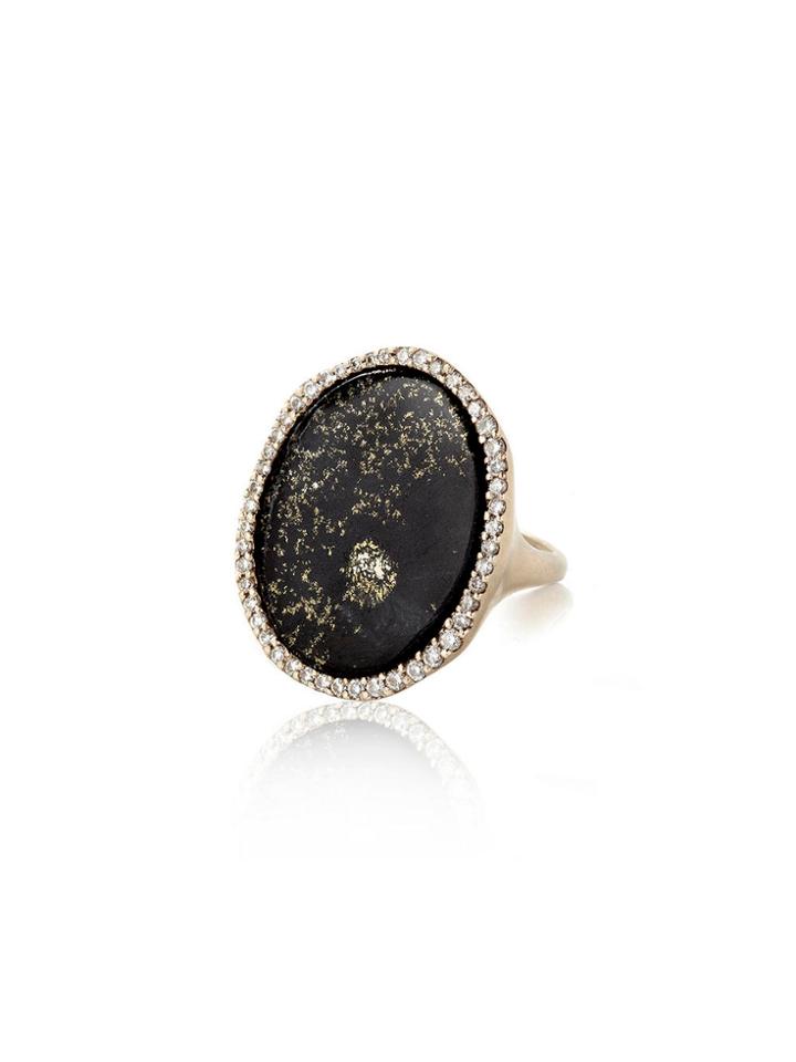 Monique Péan Black Jade And Pyrite Ring With Diamonds