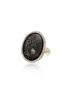 Monique Péan Black Jade And Pyrite Ring With Diamonds