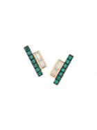 Jemma Wynne Double Bar Studs With Pave Emeralds And Baguette Diamonds