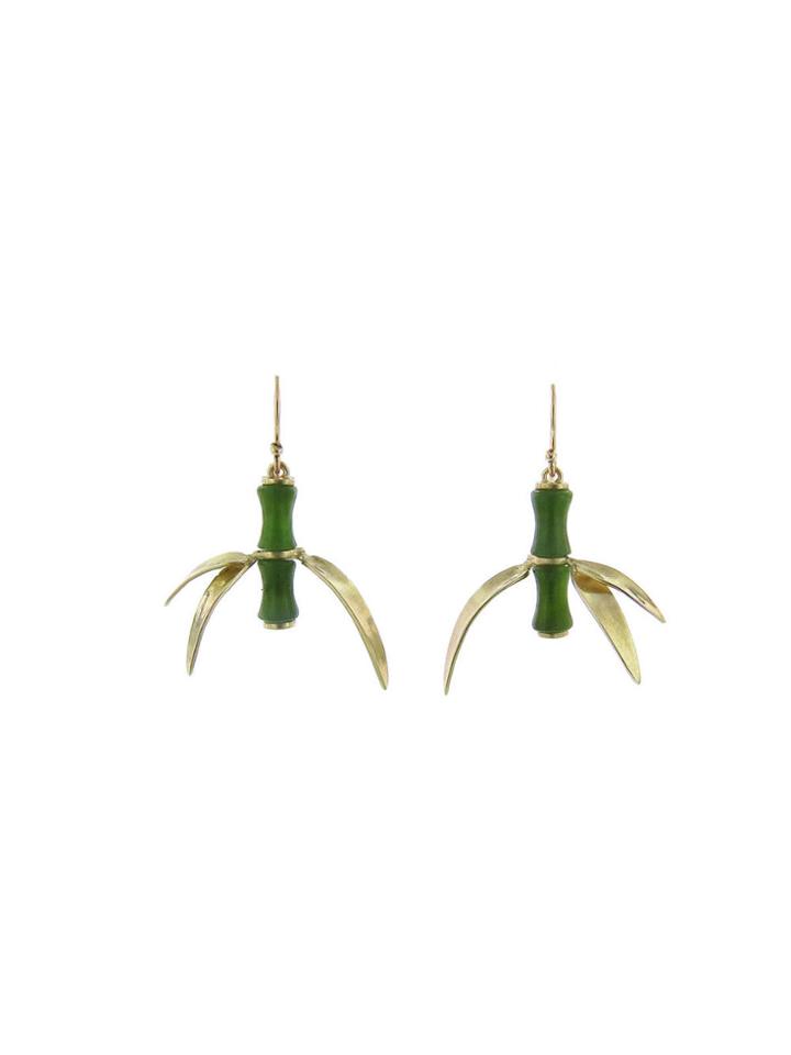 Annette Ferdinandsen Small Curled Jade Bamboo Earrings - Yellow Gold