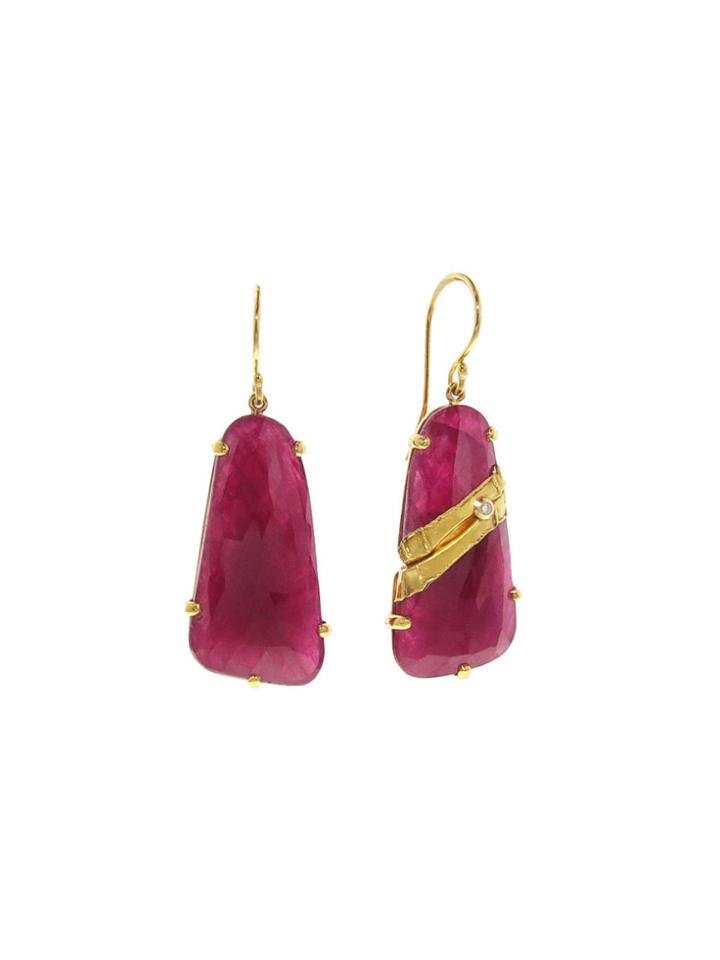 Jamie Joseph Rose Cut African Ruby Earrings