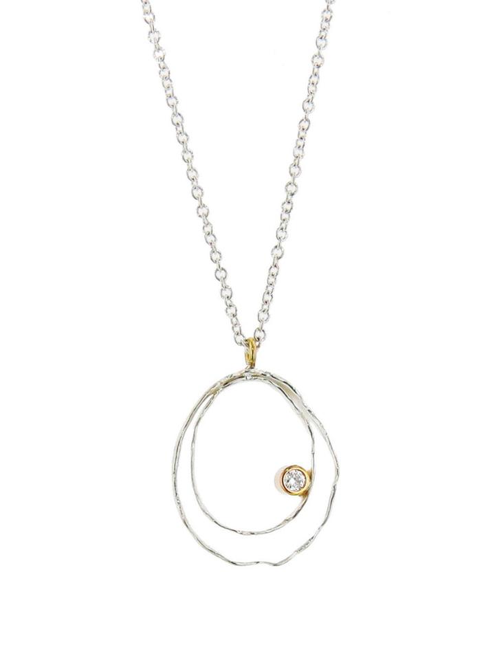 Jamie Joseph Open Rose Bud Pendant With Diamond - Silver
