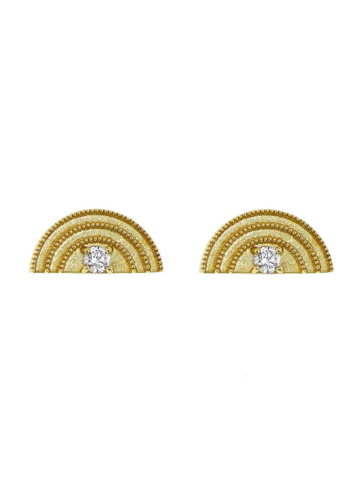 Andrea Fohrman Tiny Rainbow Studs - Yellow Gold