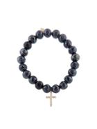 Sydney Evan Black Diamond Spinel Bracelet With Cross Charm