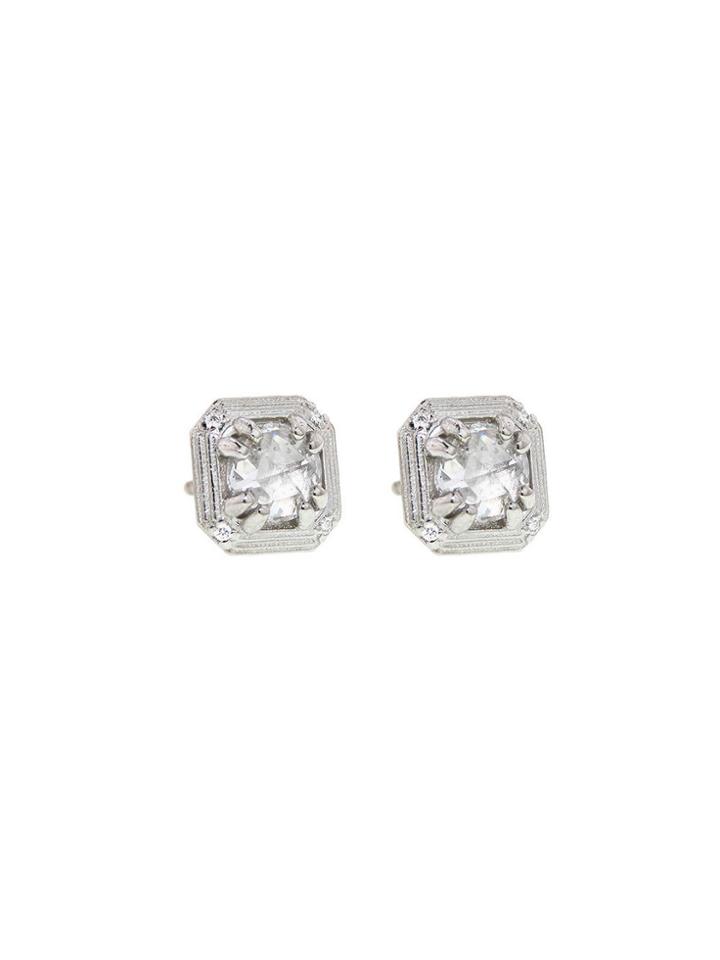 Megan Thorne Geo Studs With Rose Cut Diamonds - White Gold