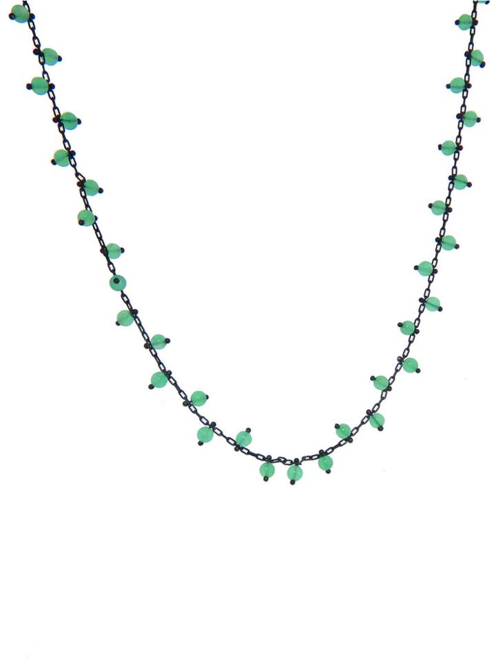 Ten Thousand Things Double Studded Chrysoprase Choker - Oxidized Silver