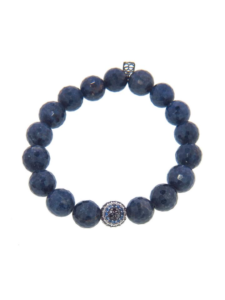 Sydney Evan Evil Eye Bead With Diamonds On Indigo Sapphires - White Gold