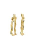 Annette Ferdinandsen Small Coral Branch Hoops With Diamonds - Yellow Gold