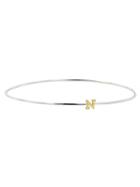 Jane Basch Gold Initial On Sterling Silver Bangle - N
