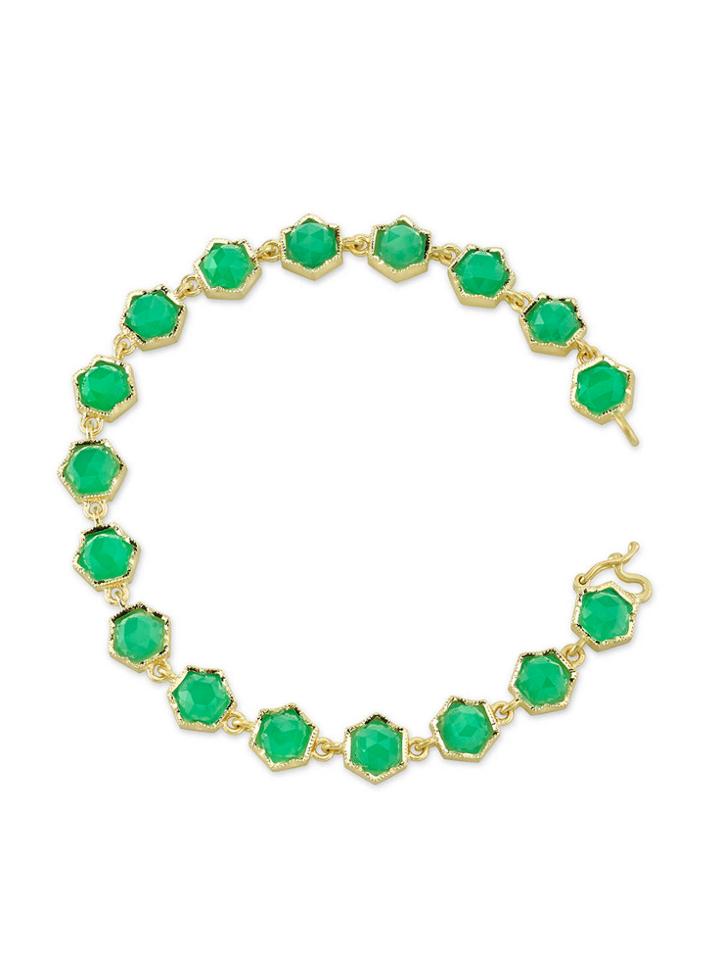 Irene Neuwirth Hexagonal Rose Cut Chrysoprase Stacking Bracelet - Yellow Gold