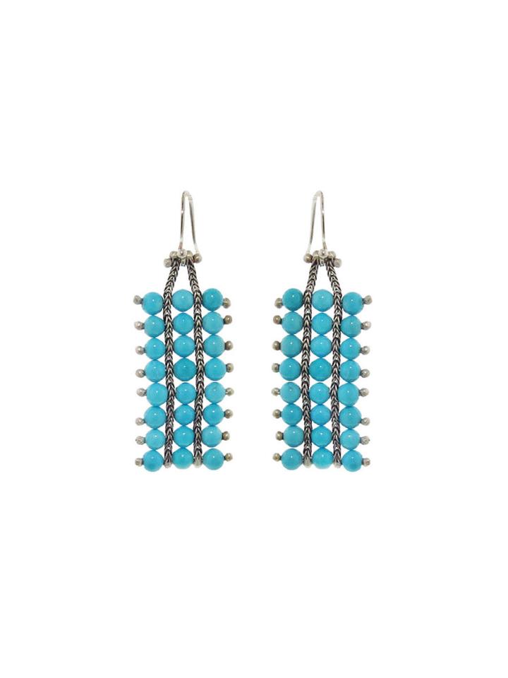 Ten Thousand Things Extra Long Studded Turquoise Earring