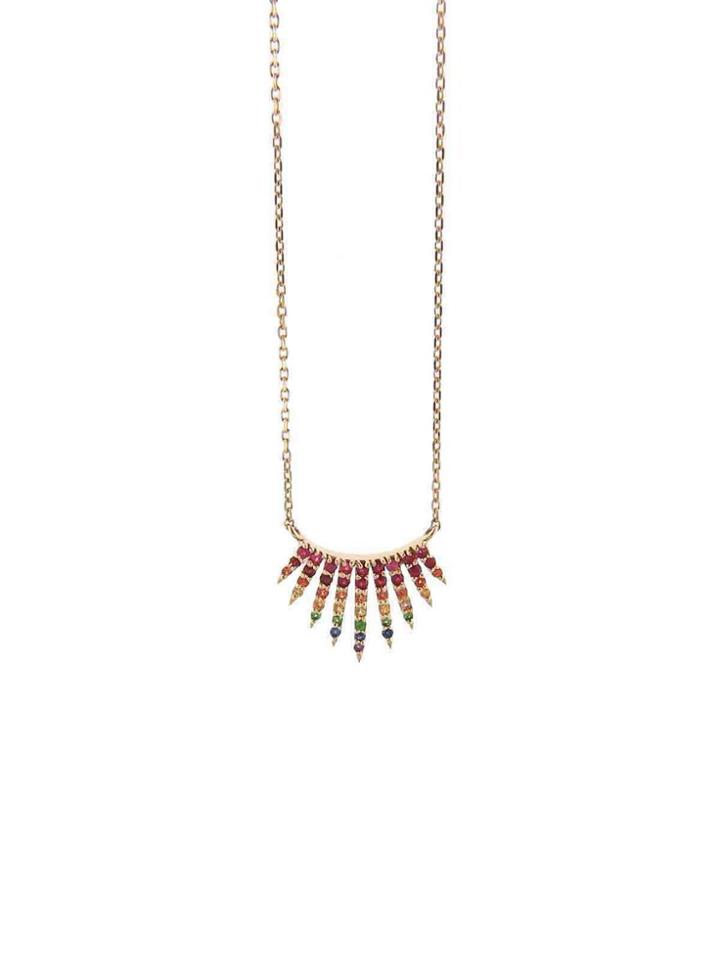 Celine Daoust Rainbow Sunburst Necklace With Sapphires