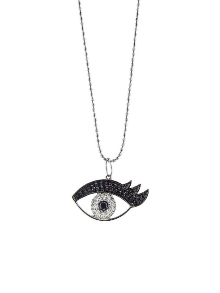 Sydney Evan Medium Eyelash Evil Eye Necklace - White Gold