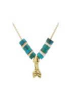 Elisa Solomon Gold Arrow Necklace With Turquoise & Shell Heshi Beads