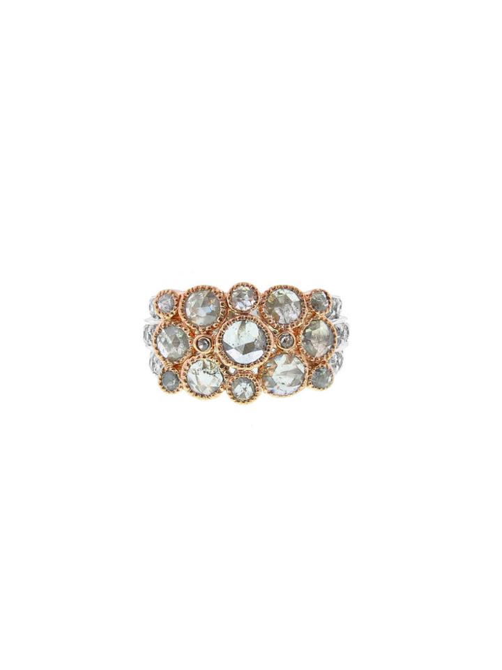 Sethi Couture Wide Grey Rose Cut Diamond Ring