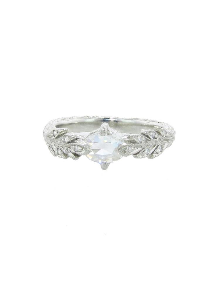 Cathy Waterman Oval Rose Cut Double Leaf Diamond Ring - Platinum