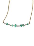 Jemma Wynne Emerald And Diamond Curved Bar Necklace