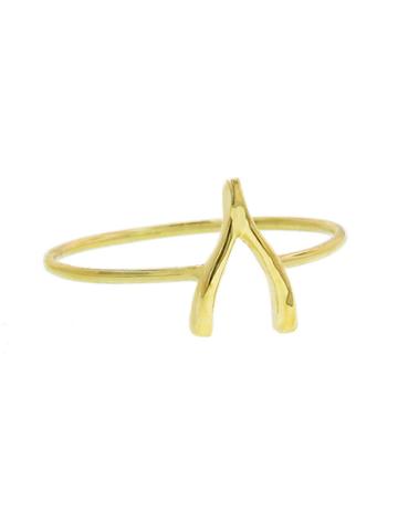 Jennifer Meyer Mini Wishbone Stacking Ring - Yellow Gold