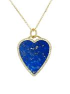 Jennifer Meyer Diamond Lapis Inlay Heart Pendant - Yellow Gold