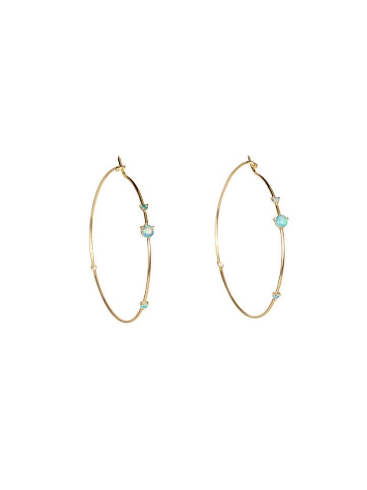 Wwake Four-step Opal And White Diamond Hoops