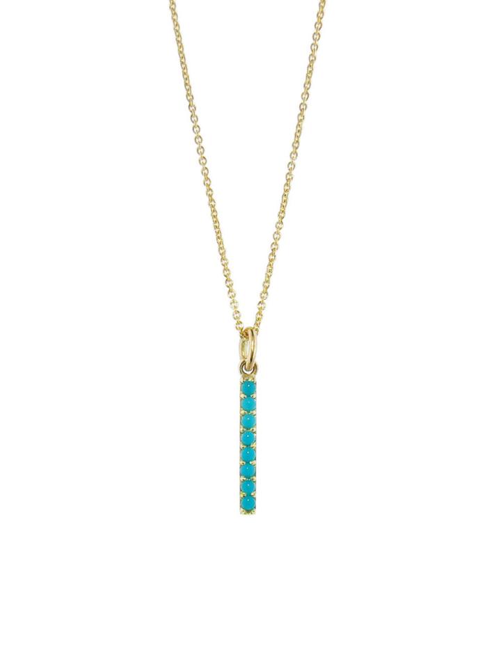 Jennifer Meyer Turquoise Long Bar Pendant - Yellow Gold