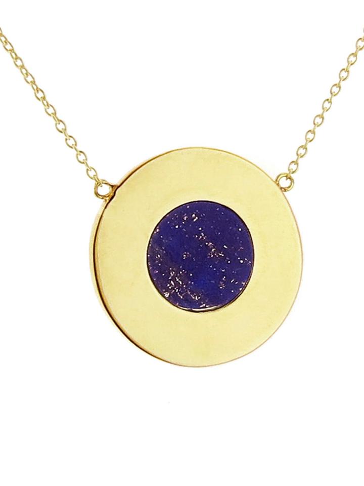 Jennifer Meyer Gold Inlay And Lapis Center Evil Eye Pendant - Yellow Gold