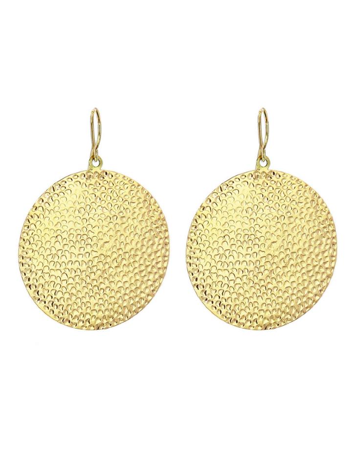 Jennifer Meyer Large Hammered Disc Earrings - Yellow Gold