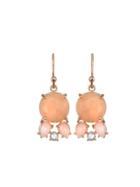 Irene Neuwirth Peach Moonstone Drop Earrings With Rose Cut Diamonds - Rose Gold