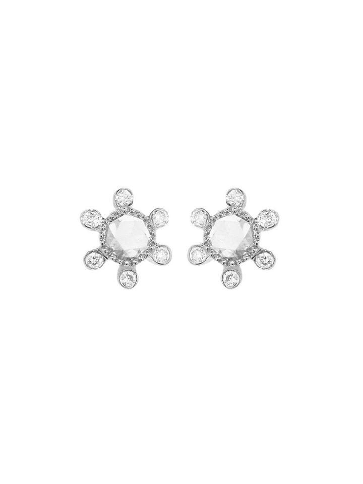 Sethi Couture Diamond Floral Studs - White Gold