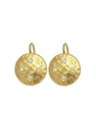 Cathy Waterman Hammered Disc Earrings With Diamonds - 22 Karat Gold