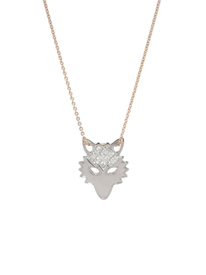 Ginette Ny Mini Wolf Necklace With Diamonds