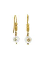 Cathy Waterman Pearl Drop Earrings With Princess Cut Diamonds