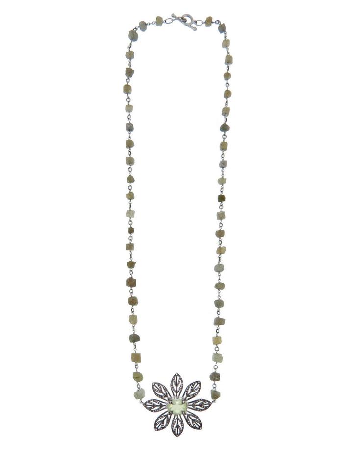 Cathy Waterman Large Prenite Peacock Flower Pendant