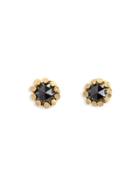 Satomi Kawakita Rose Cut Black Diamond Flower Studs - Yellow Gold