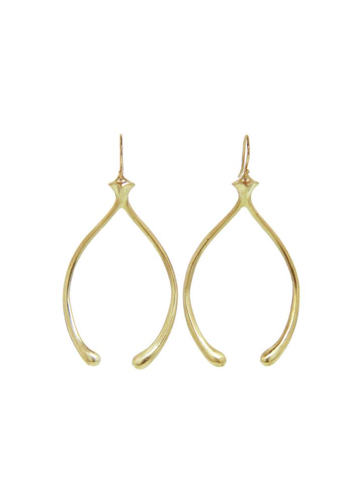 Annette Ferdinandsen Wishbone Drop Earrings - Yellow Gold