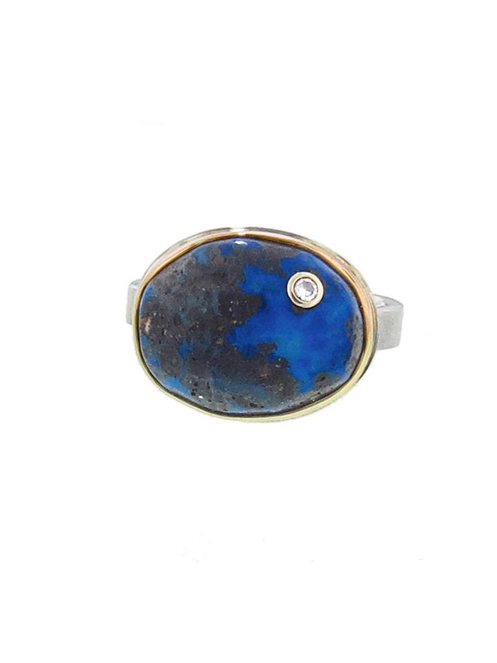 Jamie Joseph Small Oval Boulder Opal Ring With Diamond