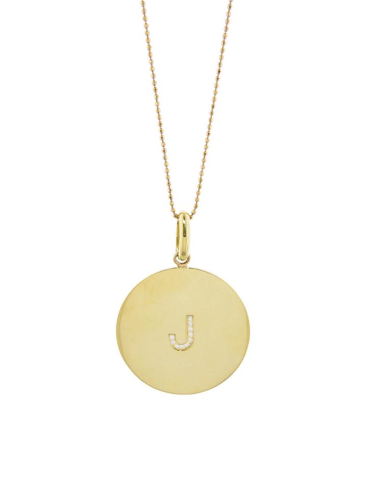 Jennifer Meyer Large Circle Pendant With Diamond Initial - J