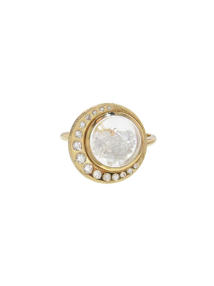 Ylang 23 Crescent Moon Ring With Floating Diamonds