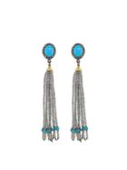 Royal Nomad Turquoise And Labradorite Tassel Earrings