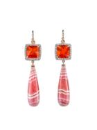 Irene Neuwirth Fire Opal And Rhodochrosite Drop Earrings