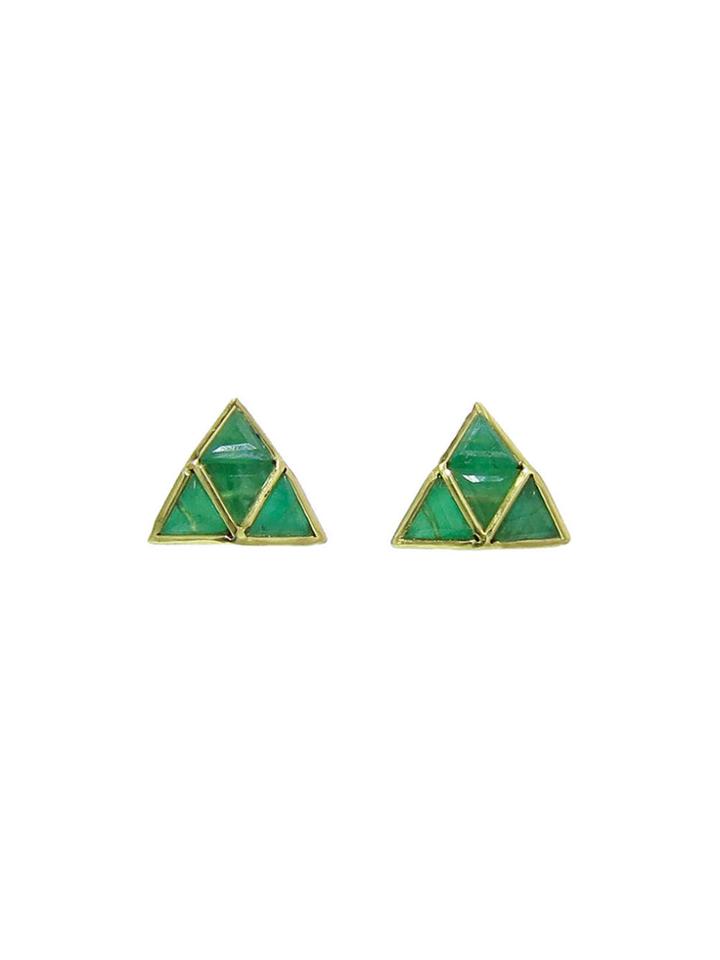 Nak Armstrong Emerald Mosaic Button Earrings