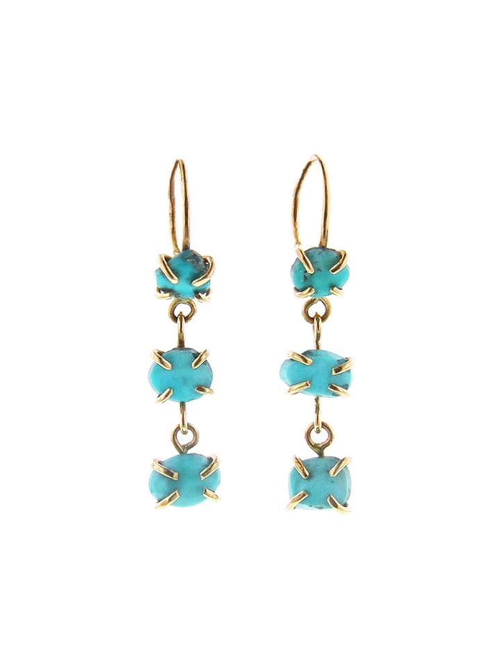 Melissa Joy Manning Three Drop Freeform Turquoise Earrings