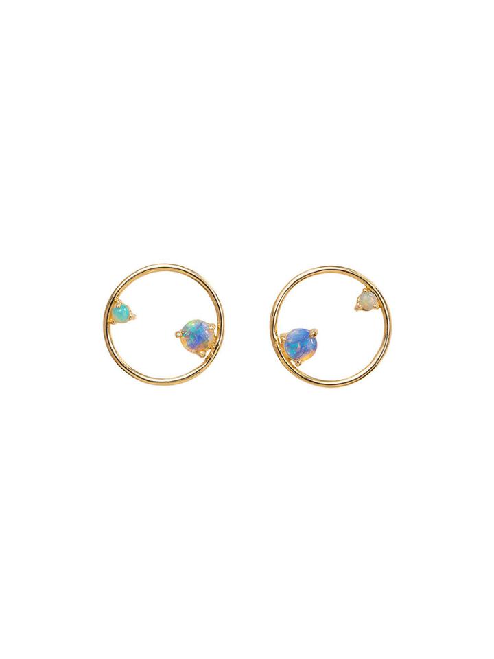Wwake Opal Circle Earrings