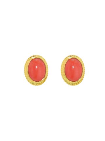 Ara Collection Oval Coral Stud Earrings In Yellow Gold